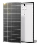 Front and back view of 320W Monocrystalline Solar Panels 2 Pack For 12 24V Off Grid Systems Rooftop Home RV Boat High Efficiency