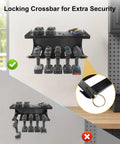 Heavy Duty Tool Organizer Wall Mount For Garage, Locking Metal Storage Rack with dedicated slots holding various tools