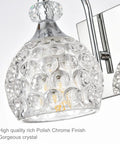 Close-up of Chrome Vanity Lights For Bathroom Over Mirror, Modern Crystal Orb Vanity Light Fixtures with jewel crystal shades