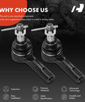 Two Pack Front Outer Tie Rod Ends 14 mm Thread Compatible With Nissan Frontier Xterra Pathfinder Armada J30 Q45 QX4 M45 Four Wheel Drive Models Infiniti SUVs Beefed Up Handling, pair shown