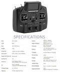 Beast Dual Band ExpressLRS RC Transmitter With Gemini Xrossband, Foldable 2.4GHz/900MHz Antennas and specifications chart