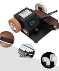 Straight Up Workhorse Mini Electric Belt Sander And Tabletop Polisher With Variable Speed Control, compact, black, for sharpening tools.