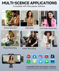 Two Pack Wireless Lavalier Microphone Set For iPhone 15 And Android USB C shown in various content creation scenarios.
