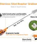Heavy Duty 49 Inch Grabber Reacher Tool With Laser Welded Frame No Wire Patented Tech Anti Rust For Indoor And Outdoor Use