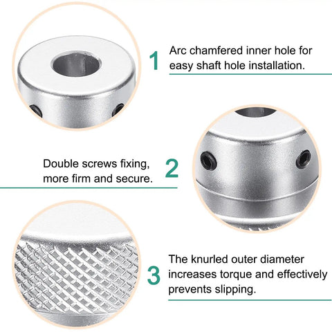Pro Grade Aluminum Handwheel For Milling Machine And Lathe 40mm Outer Diameter 10mm Bore 25mm Height Includes Wrench And Two Screws Durable Silver Tone Tooling Upgrade Kit features chamfered hole, double screws, and knurled edge for secure grip.