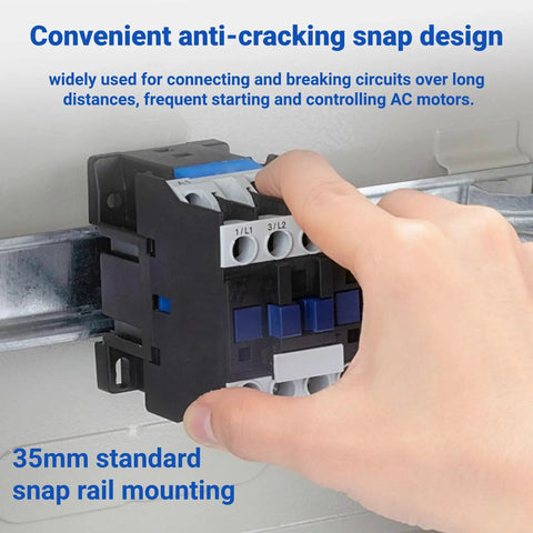 Hand adjusting Pro Grade Heavy Duty AC Contactor 18A DIN Rail Mount Normally Open Electric Motor Starter