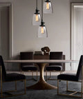 Industrial Pendant Ceiling Light In Black Finish With 5.7 Inch Oval Glass Shade, E26 Socket Compatible, dining room view