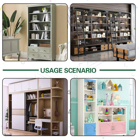 Heavy Duty Nickel Plated Shelf Pegs And Cabinet Support Pins For Quick Home Fixes on various shelving units and bookcases.