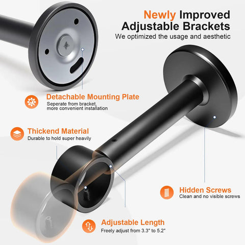 Heavy Duty Extra Long Curtain Rods for Those Huge Windows and Sliding Doors Adjustable From 12 to 20 Feet 1 Inch Thick Metal Brackets