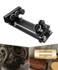 Rock Solid Rotary Attachment For Precision Engraving And Wood Carving Freestanding Motorized Axis with aluminum frame and rollers.