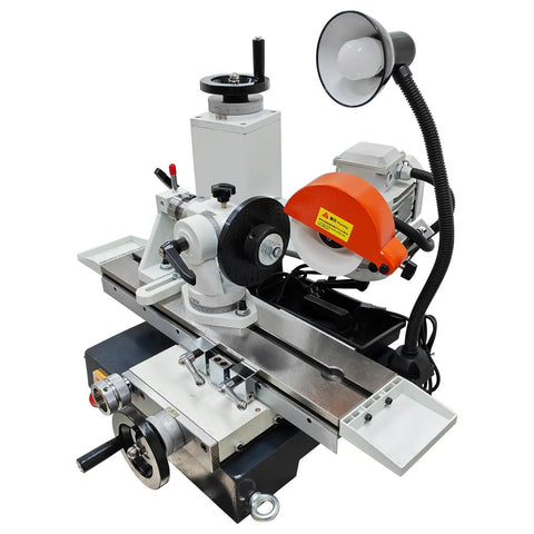 Killer Universal Tool Grinding Machine With 360 Degree Swivel Head And Slick Sharpening Action For Shop Floor Metal Blades Running At 2800 RPM Zero Hassle Works Great, featuring a rotary grinding wheel and guide.