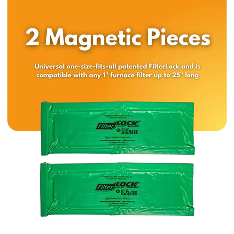 Green Magnetic Filter Slot Seal For 1 Inch Furnace Filters, Easy Fit Magnetic Cover Up To 25 Inches Long, two-piece system shown