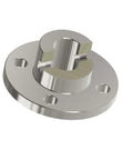 Rigid Flange Shaft Coupling Set of 2, 10mm Bore and 16mm OD, Made From C45 Carbon Steel With Chrome Plating, Heavy Duty Beefy Metal Drive Coupler For Machinery And Equipment, flange view
