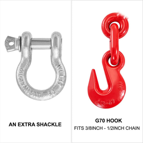 Built Tough Heavy Duty Chain Binder Kit With Swivel G70 Hooks Fits 3/8 To 1/2 Inch Grade Seven Links 9215 Lbs No Slip Pull Power For Trailer Towing And Road Rigs 4 Piece Deal
