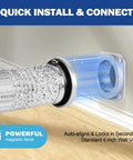 Magnetic Dryer Vent Connector Kit 4 Inch Flexible Duct Hose 3.3 Ft For Tight Spaces Fast Quick Connect In One Second Easy Clean Access No Kink Design Includes 2 Clamps showing quick install and connect feature