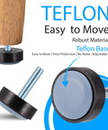 M6 furniture levelers with Teflon bottom glides for smooth repositioning, durable hard plastic ideal for various table legs, 8 pack.