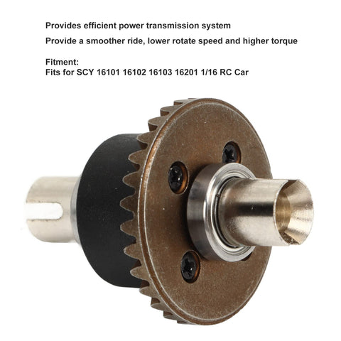 Center Diff Bevel Gear Set For 1/16 RC Cars, 30T Upgrade For SCY 16101 16102 16103 16201, side view of metal gear.