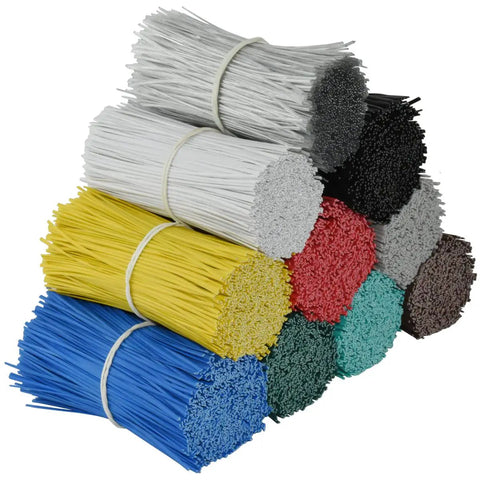 Top Shelf Flat Iron Wire Twist Ties For Garden Vine Support And Plant Securing Reusable Red Gardening Strips With Sturdy Metal Core Super Tough And No Fuss Around Shrubs Roses And Climbers, colorful ties stacked.