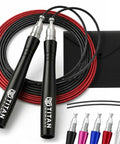 Pro Speed Jump Rope For Fast Smooth Skipping With Self Locking Adjustable Length Dual Steel Ropes Cable Protector Travel Case Included