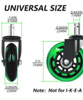 Heavy Duty 3 Inch Office Chair Wheels Replacement Set Of 5 Green Polyurethane Swivel Casters Install Easy Roll Smooth As Butter On Carpet Or Hardwood.