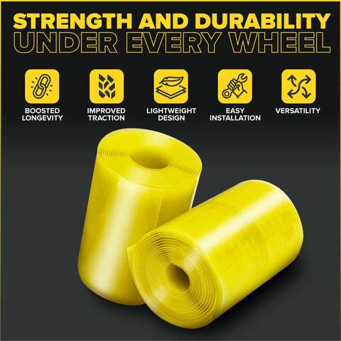 Fat Tire Liner For Bikes Tube Protection Against Flats With Durable Extruded Plastic Shield, yellow roll, front view