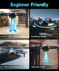 4K Drone With Built In Screen Controller Brushless Motors Optical Flow Positioning Headless Mode One Key Takeoff And Landing Wind Resistant display