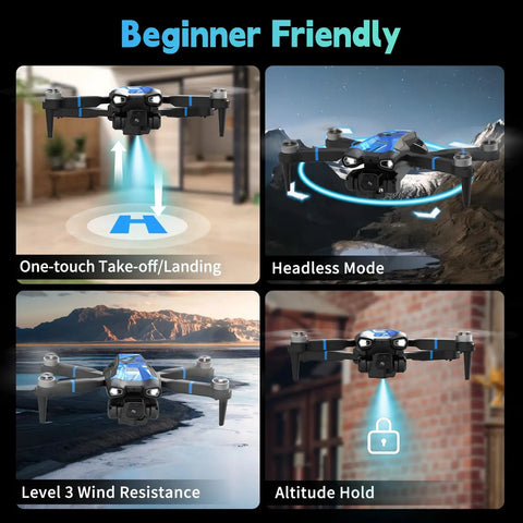 4K Drone With Built In Screen Controller Brushless Motors Optical Flow Positioning Headless Mode One Key Takeoff And Landing Wind Resistant display
