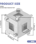Six-Side In One Car Brake Caliper Compression Tool with Three Eighths Inch Square Drive, dimensions labeled.