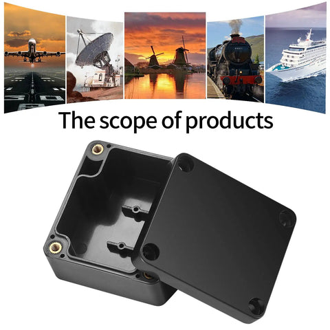 Built Tough Abs Plastic Electrical Junction Box Set Of Six IP65 Water Resistant Power Housing For Smooth Diy Projects And Circuit Assembly 2.5 X 2.3 X 1.4 Inches black junction box opened showcasing interior details.