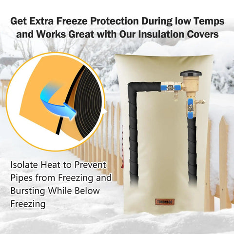Outdoor Pipe Insulation Tape For Water Lines Foam Heat Tape With Tough Adhesive Winter Freeze Protection on a pipe