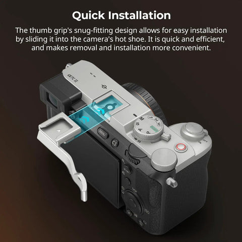Thumb Grip For Sony Alpha 7C II 7CR 7C With Ergonomic Grip Built In Cold Shoe For Light And Microphone shown during installation