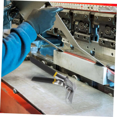 Manual Hand Seamer Tool in use for metal bending, showcasing ergonomic double handle design for tight spaces on light construction work