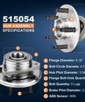 Front or Rear Wheel Bearing Hub Assembly Drop In Ready For Buick LaCrosse Allure Regal 2010-2017, Cadillac CTS XTS 2014-2016 AWD And FWD, Chevrolet Equinox 2010-2017, Impala Malibu 2010-2017, GMC Terrain 2010-2017 5 Lug ABS specifications diagram.