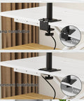 Clamp and grommet installation options for 32 Inch Standing Desk Converter Sit Stand Riser With Keyboard Tray For Home Office