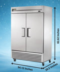 No Fuss Solid Swing Door Reach In Commercial Fridge dimensions 54.12x29.5x82.62 inches, stainless steel, designed for restaurant kitchens.