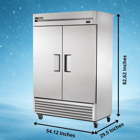 No Fuss Solid Swing Door Reach In Commercial Fridge dimensions 54.12x29.5x82.62 inches, stainless steel, designed for restaurant kitchens.