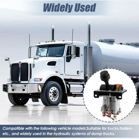 Heavy Duty PTO Control Valve Set for Dump Trucks and Tippers With Pneumatic Hoist Control System Compatible With AV295 328388 79X 329358X and K90 Replacement beside a dump truck