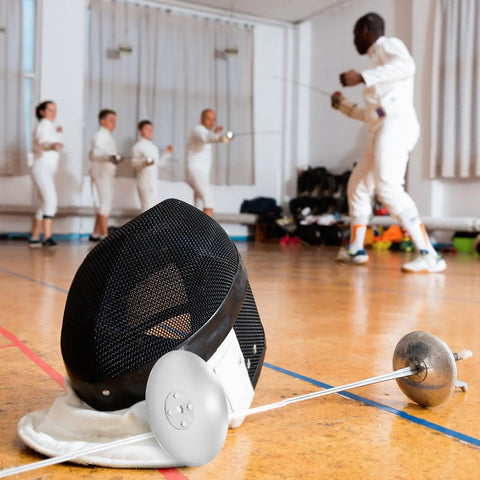 Stainless Steel Fencing Hand Guard And Practice Protector For Adults Pro Grade Durable Injury Resistant Shield in a dojo