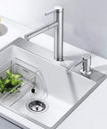 Built In Kitchen Sink Soap Dispenser And Lotion Dispenser In Brushed Nickel With 17 Oz Bottle next to modern kitchen faucet