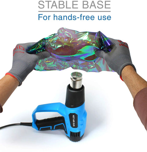 Blaze Turbo 3 Second Warm Up Rapid Heat 1500 Watt Corded Heat Gun with Base Stand in use for shrinking tasks