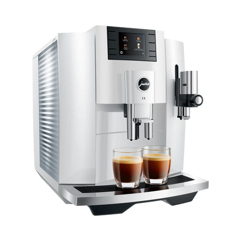 Automatic Espresso Machine With 17 Coffee Specialties, Barista Grade Milk Frothing, Premium Piano White Finish, front view