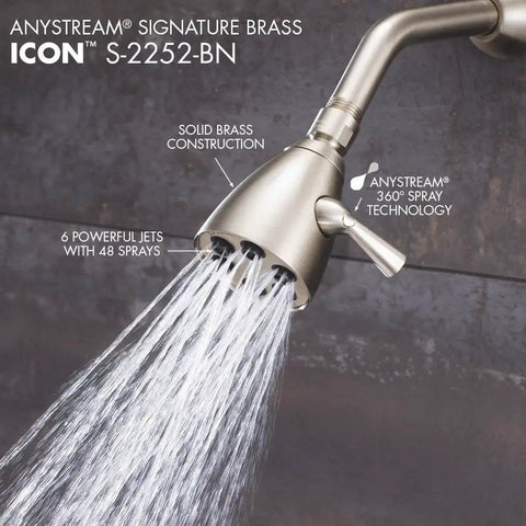 Power Up Your Shower With This Brass Anystream High Pressure Shower Head In Brushed Nickel That Delivers A 360 Degree Adjustable Spray