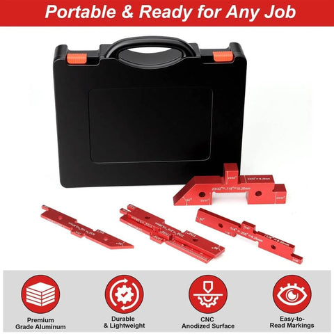 Aluminum Setup Blocks 14 Piece Set With Case For Woodworking Includes Height Gauge Router Table Saw Depth And Angle Fence Alignment