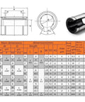4 Pack Open Linear Motion Bearings From LM10UUOP To LM30UUOP For 3D Printers And CNC Rigs With LM16UUOP 16x28x37 Fitment, dimension chart