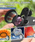 Macro Lens Kit For Smartphones With CPL Filter And HD Macro Lens Clip On Universal Phone Attachment For iPhone And Android Ultra Clear UHD Optics For Close Up Shots Snappy Quick Attach attached to smartphone showcasing 52mm filter compatibility.