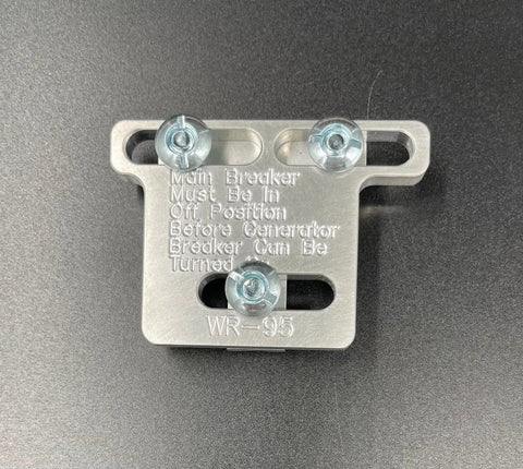 Generator Interlock WR-95 Kit for Murray and ITE 100 Amp Sub Panels, Billet Aluminum component with engraved instructions