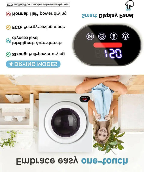 No Sweat Portable Cordless Washer Dryer Combo With Rechargeable Spin Cycle And Big Led Display For Family Laundry Cleaning Heavy Duty Compact Appliance shown with digital display and laundry.