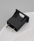 Pair Of Rock Solid Automotive Blade Fuse Holders For Surface Mount PCB And Flush Panel Install Provides A Hassle Free Upgrade With Up To Thirty Amp Capacity For Cars Trucks Motorcycles Marine Rigs And Low Voltage Electrical Wiring showing a close-up of a black blade fuse holder.
