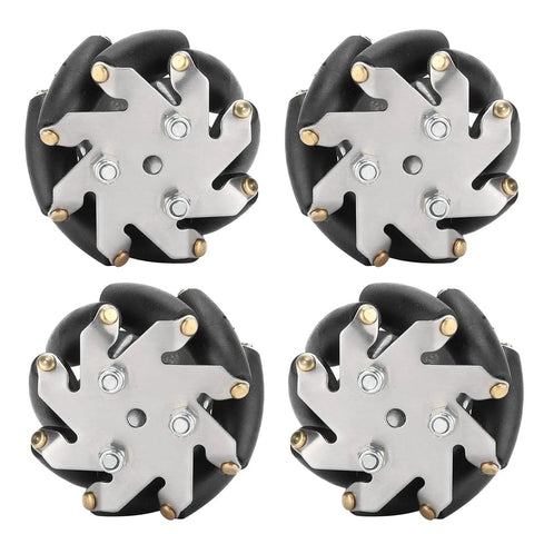 4Pcs 48mm Steel Mecanum Wheels Set For Robot Car Left And Right Omni Wheels With 8 TPR Rollers Per Wheel 3kg Load Capacity