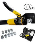 Beefy 10 Ton Hydraulic Crimping Tool Set For 12 AWG To 00 Cable With 9 Hex Dies Battery Cable Crimper Kit Heavy Duty Wire Rope And Battery Terminal Lug Crimping